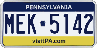 PA license plate MEK5142