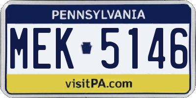 PA license plate MEK5146