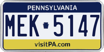 PA license plate MEK5147