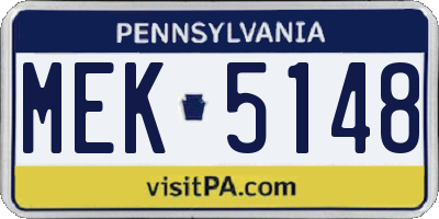 PA license plate MEK5148