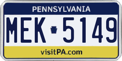 PA license plate MEK5149
