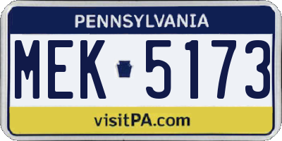 PA license plate MEK5173