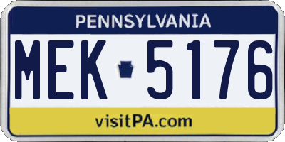 PA license plate MEK5176