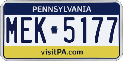 PA license plate MEK5177
