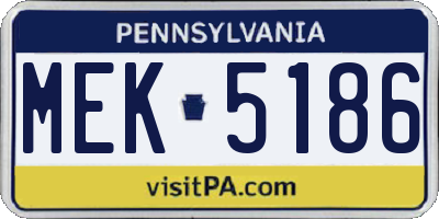 PA license plate MEK5186