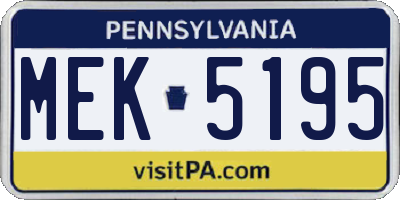 PA license plate MEK5195