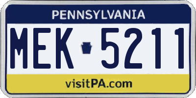 PA license plate MEK5211