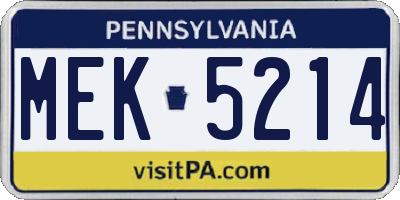 PA license plate MEK5214