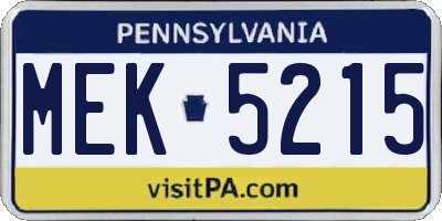 PA license plate MEK5215