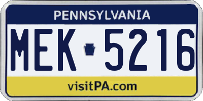 PA license plate MEK5216