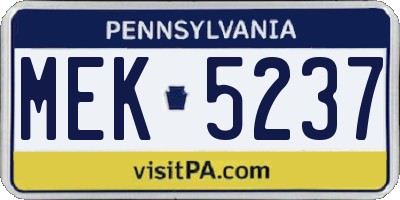PA license plate MEK5237