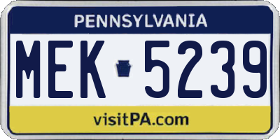 PA license plate MEK5239