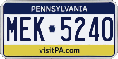 PA license plate MEK5240
