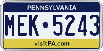 PA license plate MEK5243