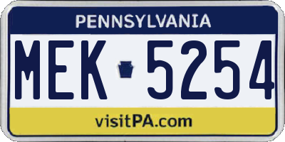 PA license plate MEK5254