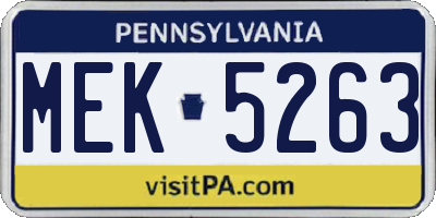PA license plate MEK5263