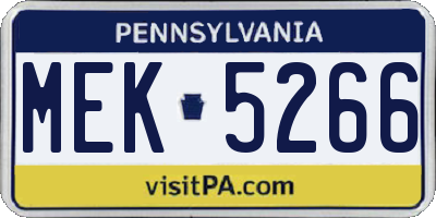 PA license plate MEK5266