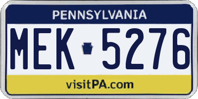 PA license plate MEK5276