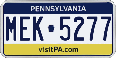 PA license plate MEK5277