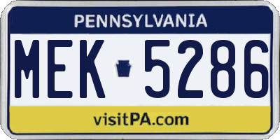 PA license plate MEK5286