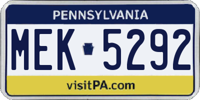 PA license plate MEK5292