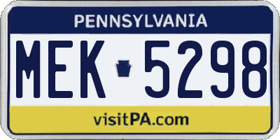 PA license plate MEK5298