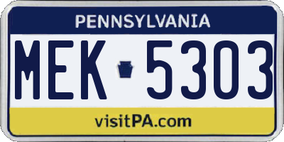 PA license plate MEK5303