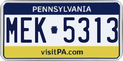PA license plate MEK5313