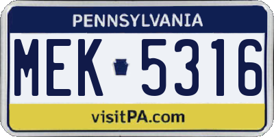 PA license plate MEK5316