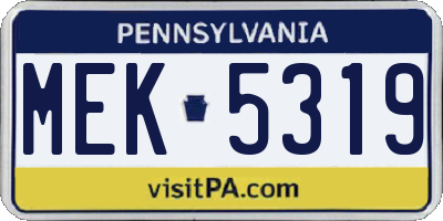PA license plate MEK5319
