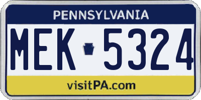 PA license plate MEK5324