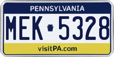 PA license plate MEK5328