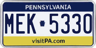 PA license plate MEK5330