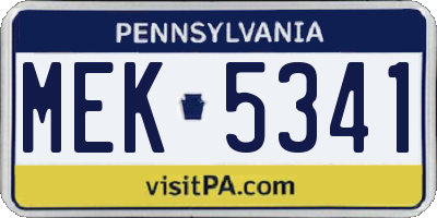 PA license plate MEK5341