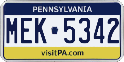 PA license plate MEK5342