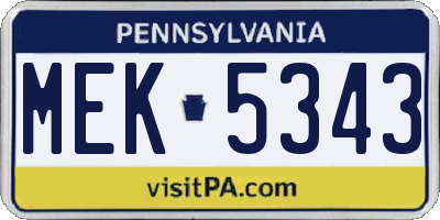 PA license plate MEK5343
