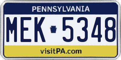 PA license plate MEK5348