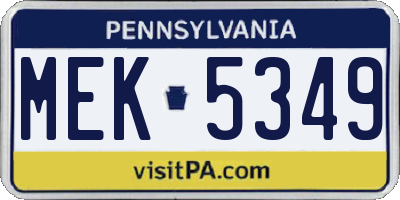PA license plate MEK5349