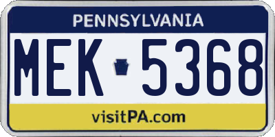 PA license plate MEK5368