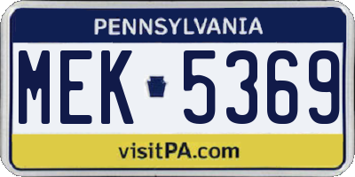 PA license plate MEK5369