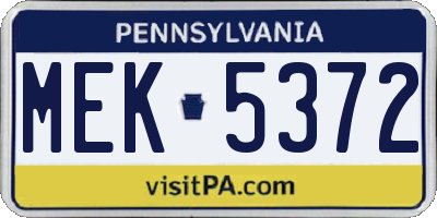 PA license plate MEK5372