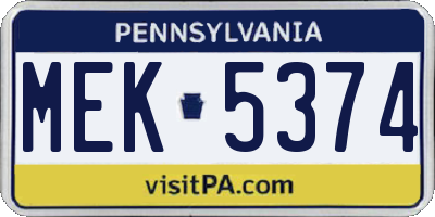 PA license plate MEK5374