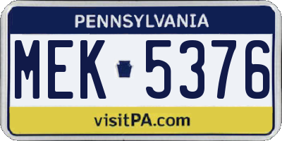 PA license plate MEK5376