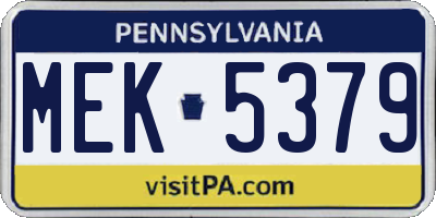 PA license plate MEK5379