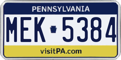 PA license plate MEK5384