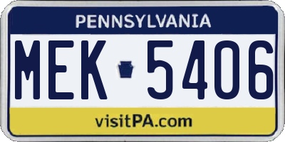 PA license plate MEK5406