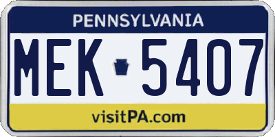 PA license plate MEK5407