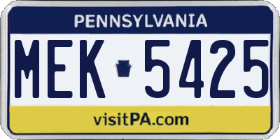 PA license plate MEK5425