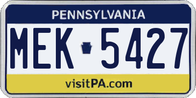 PA license plate MEK5427