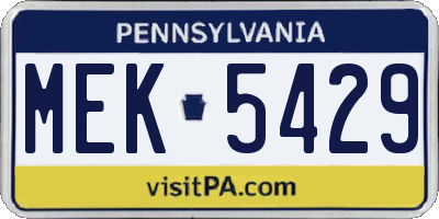 PA license plate MEK5429